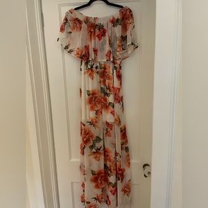 Show Me Your Mumu floral, maxi, off the shoulder dress